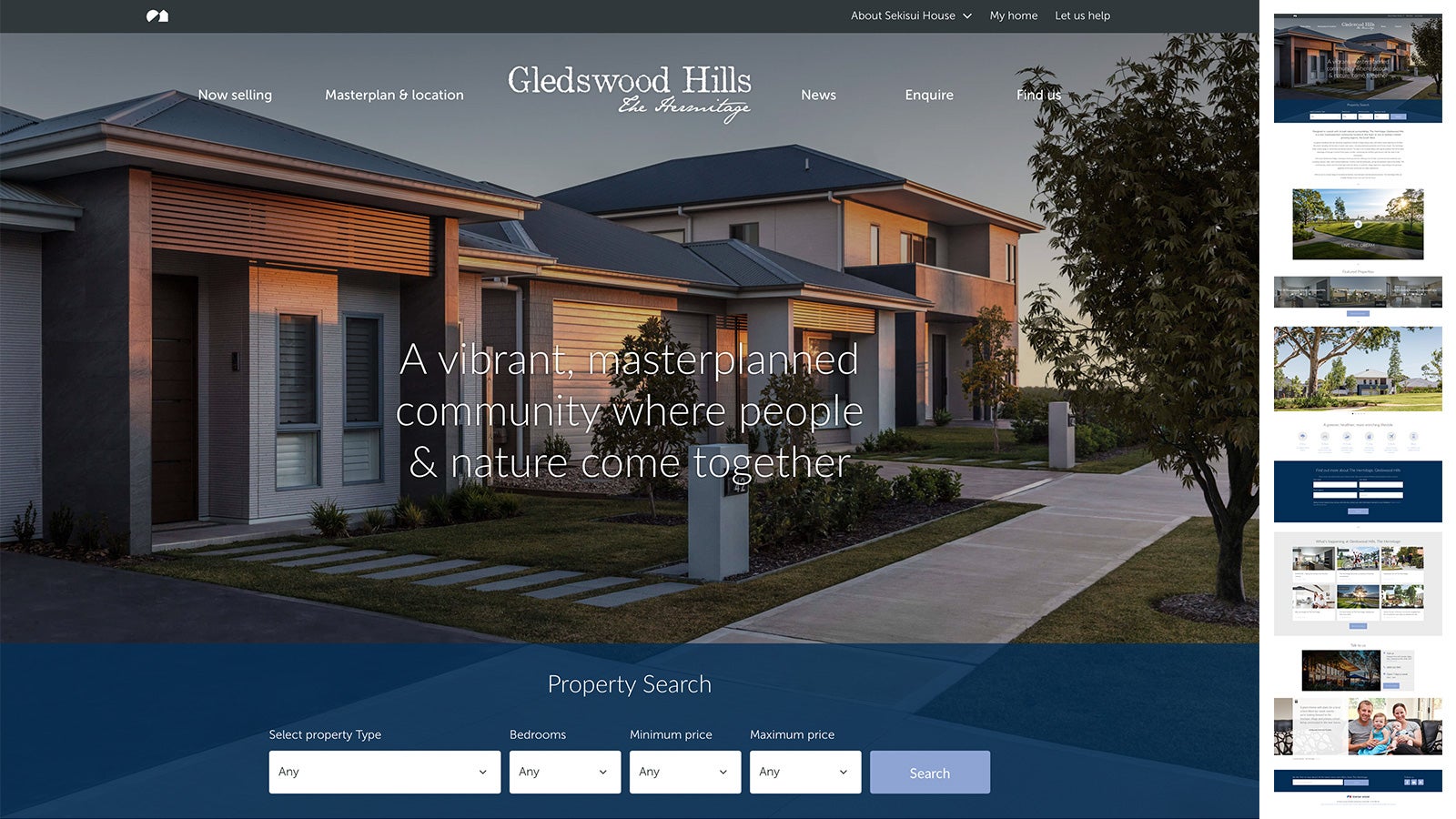 Sekisui House | Gledswood Hills microsite homepage  | Devotion