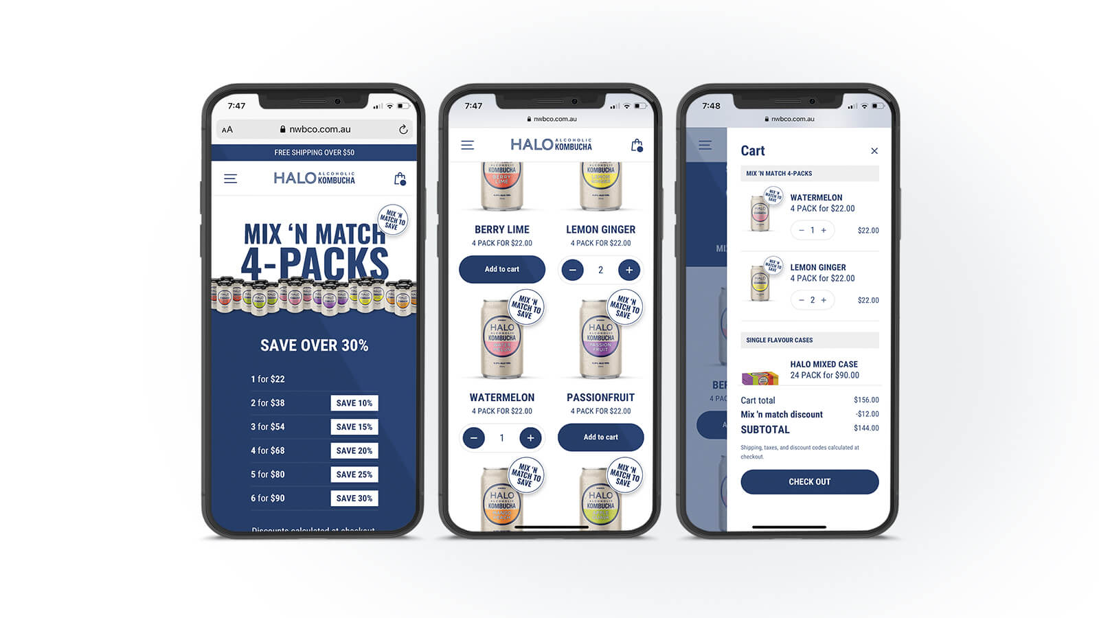 Halo Alcoholic Kombucha | Mobile add to cart process  | Devotion