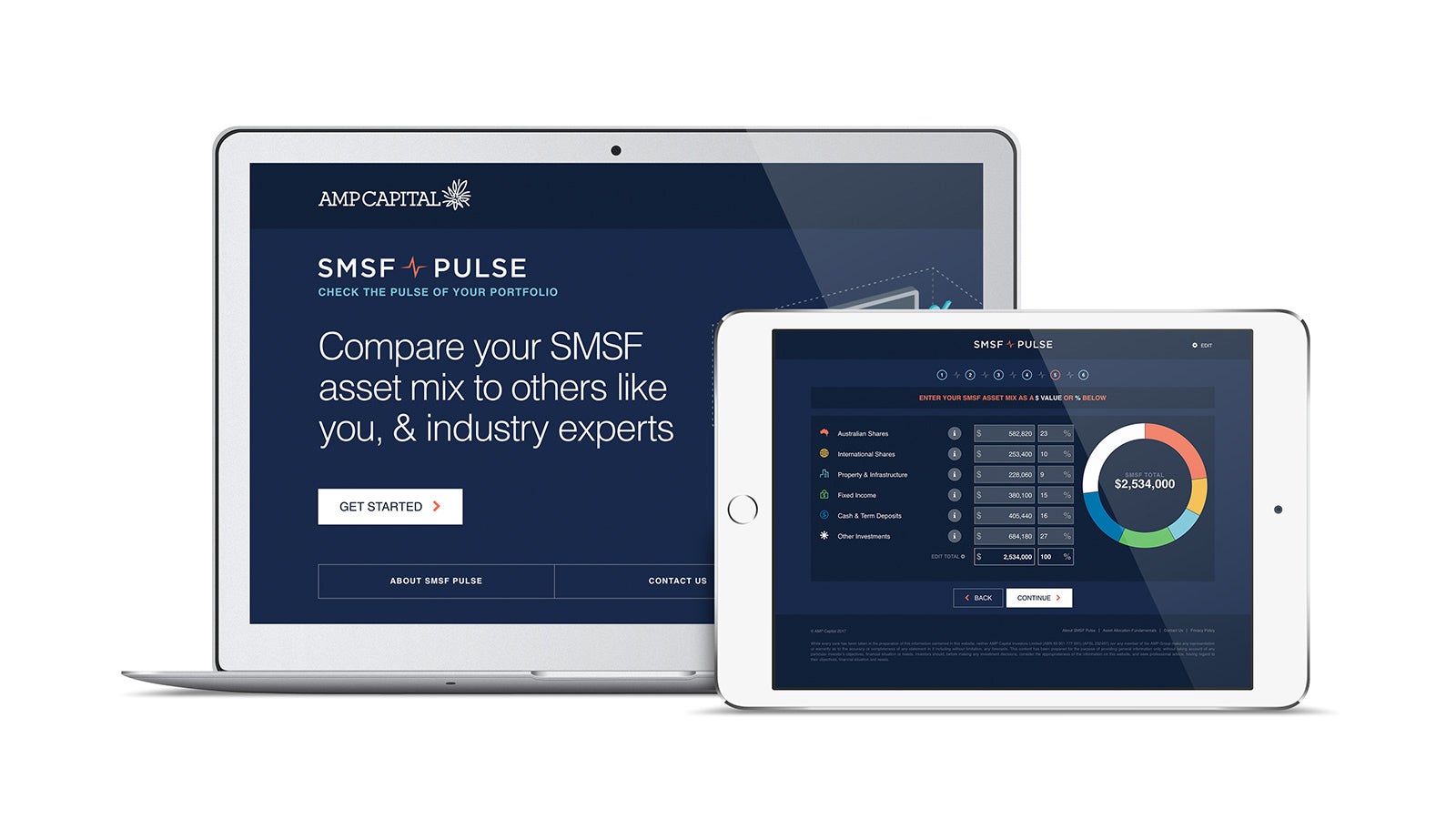 AMP | SMSF Pulse page on laptop and tablet | Devotion