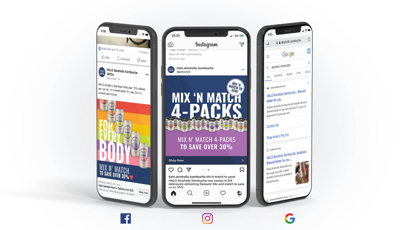 Halo Alcoholic Kombucha | digital marketing on mobile | Devotion