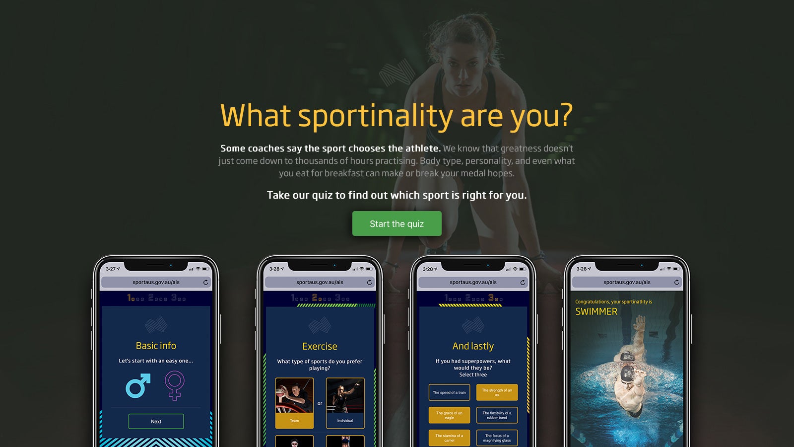 Australian Institute of Sport | 'What sportinality are you?' quiz on mobile | Devotion