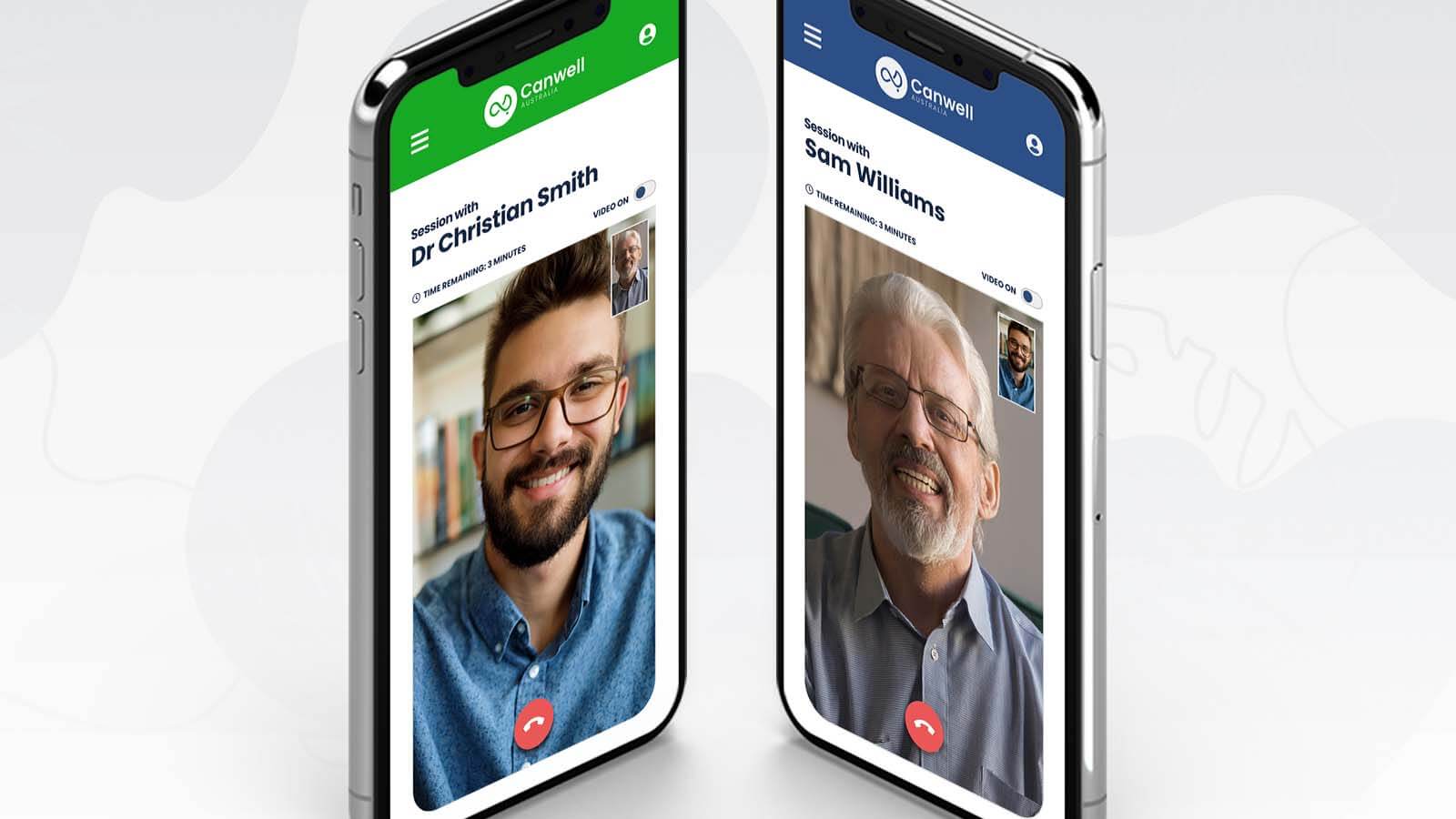 Canwell Australia video consultation shown on two smartphones | Devotion