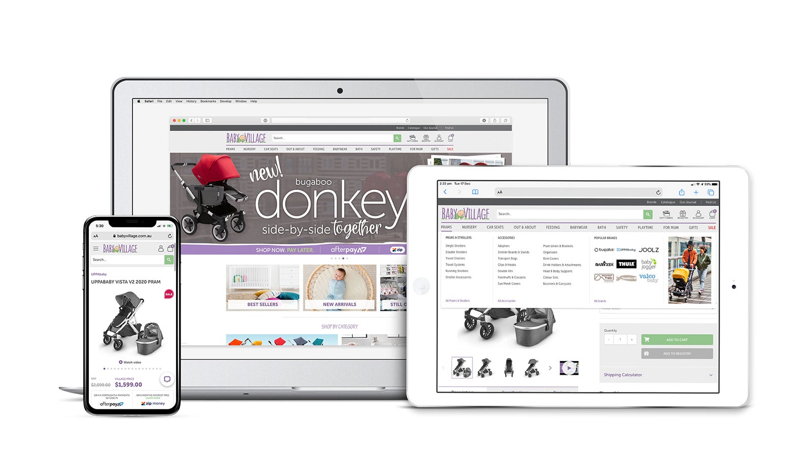 Baby Village | responsive website on laptop, tablet and mobile | Devotion