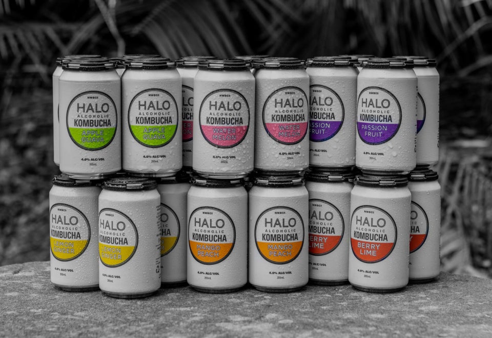 Halo Alcoholic Kombucha | Kombucha pouring out of a can | Devotion