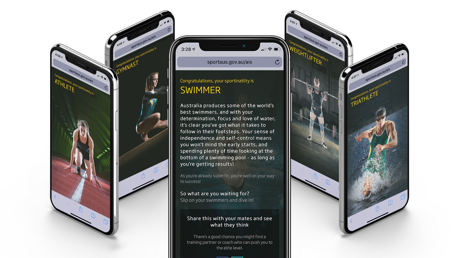 Australian Institute of Sport | 'What Sportinality are you?' quiz results on mobile | Devotion