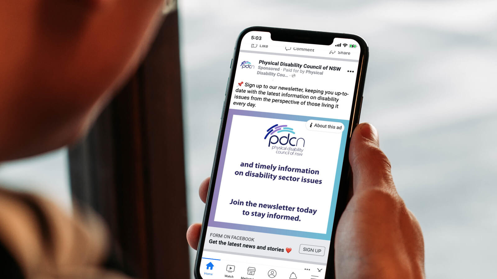 Physical Disability Council of NSW | Physical Disability Council of NSW advert shown on a smartphone | Devotion